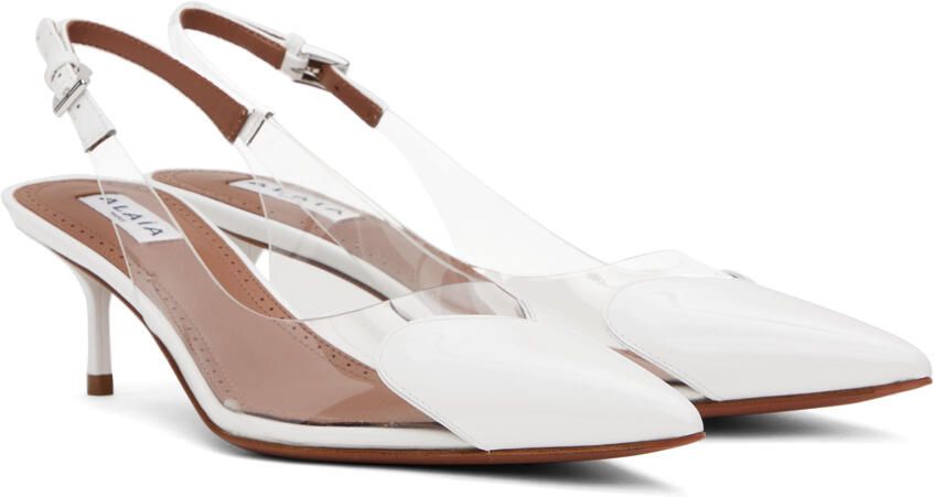 ALAÏA White 'Le Cœur' Mules - Picture 2