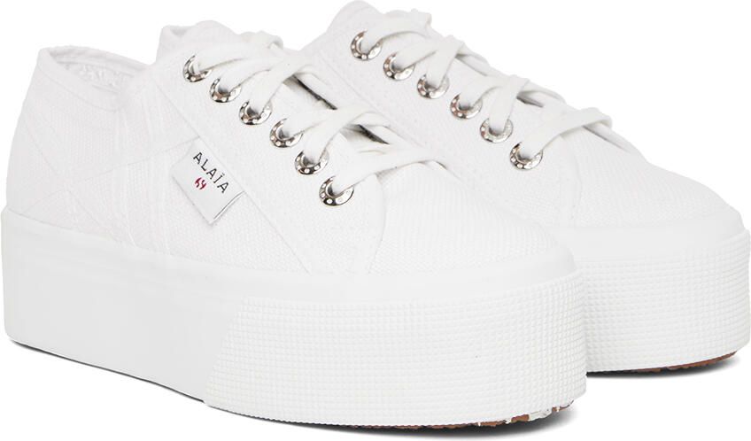 ALAÏA White Superga Edition Platform Sneakers - Picture 2