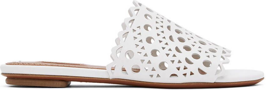 ALAÏA White Vienne Flat Mules - Picture 5