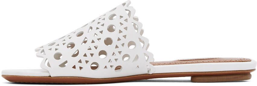 ALAÏA White Vienne Flat Mules - Picture 3