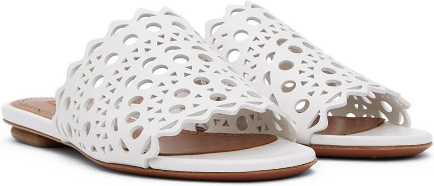 ALAÏA White Vienne Flat Mules - Picture 2