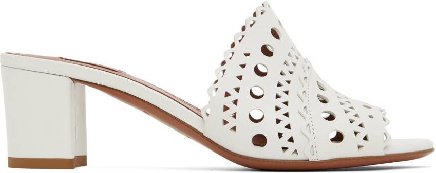 ALAÏA White Vienne Heeled Sandals - Picture 5