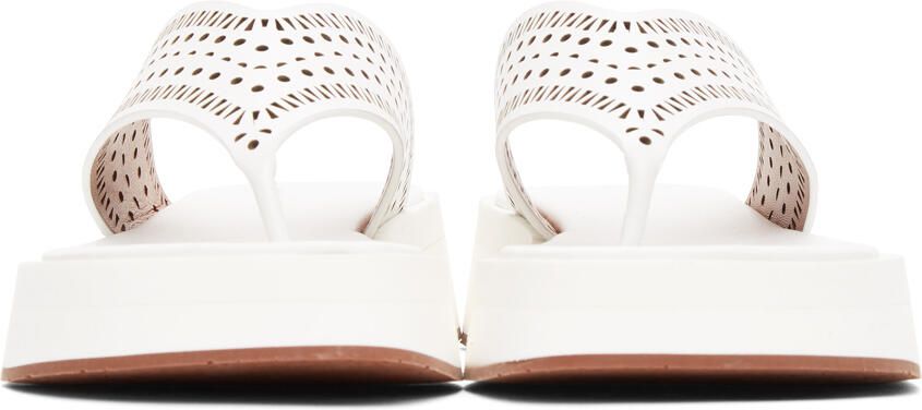 ALAÏA White Vienne Plastron Platform Sandals - Picture 3