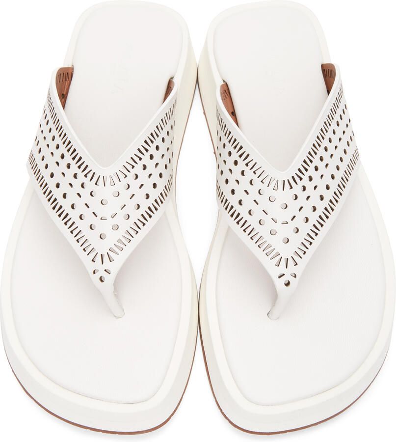 ALAÏA White Vienne Plastron Platform Sandals