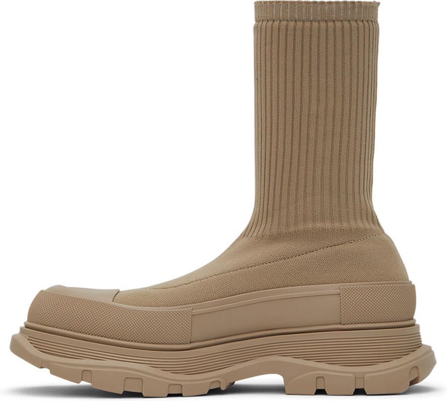 Alexander McQueen Beige Graffiti Knit Tread Slick Sneakers