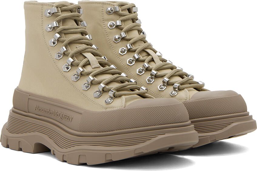 Alexander McQueen Beige Tread Slick Boots - Picture 2