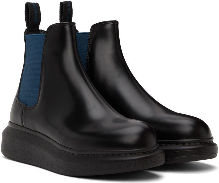 Alexander McQueen Black & Blue Hybrid Ankle Boots - Picture 2