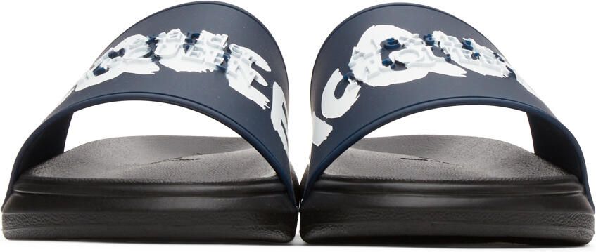 Alexander McQueen Black & Navy Rubber Pool Slides - Picture 3