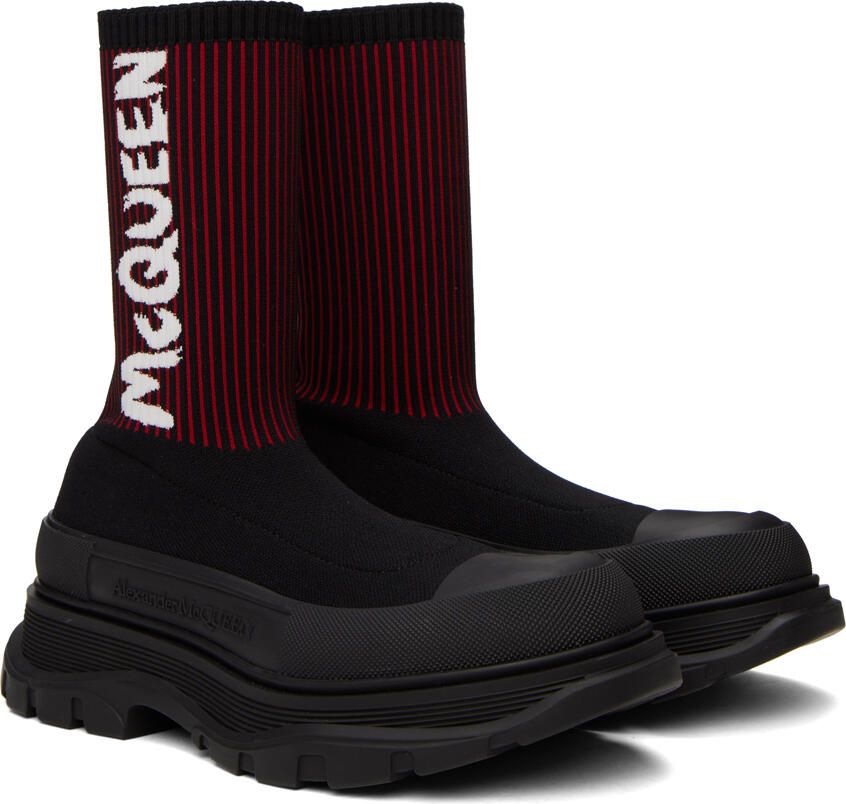 Alexander McQueen Black & Red Graffiti Tread Slick High-Top Sneakers - Picture 2