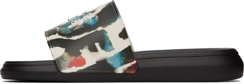 Alexander McQueen Black & White Graffiti Slides - Picture 4