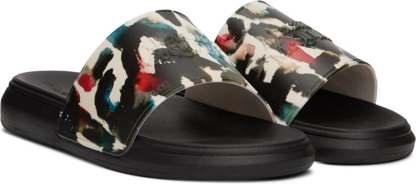 Alexander McQueen Black & White Graffiti Slides - Picture 2
