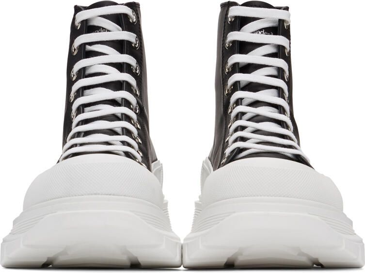 Alexander McQueen Black & White Leather Tread Slick Boots - Picture 3
