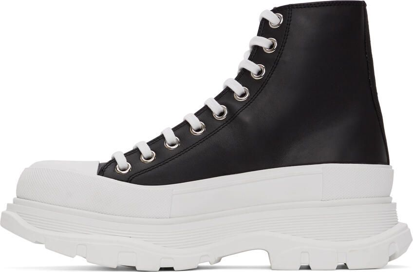 Alexander McQueen Black & White Leather Tread Slick Boots - Picture 2