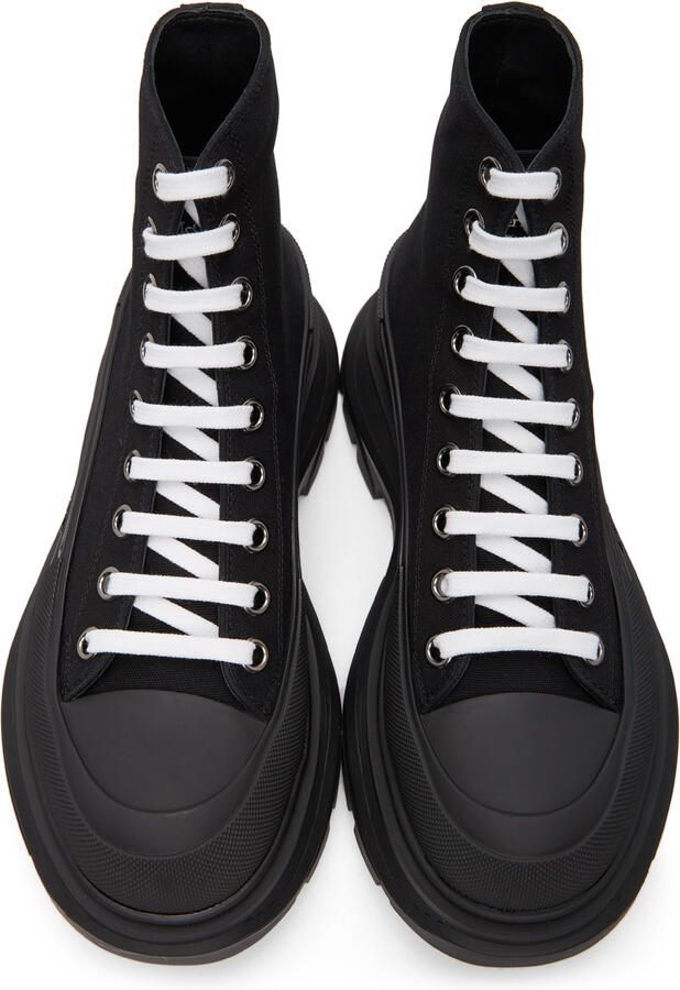 Alexander McQueen Black Canvas Tread Slick High Sneakers - Picture 3
