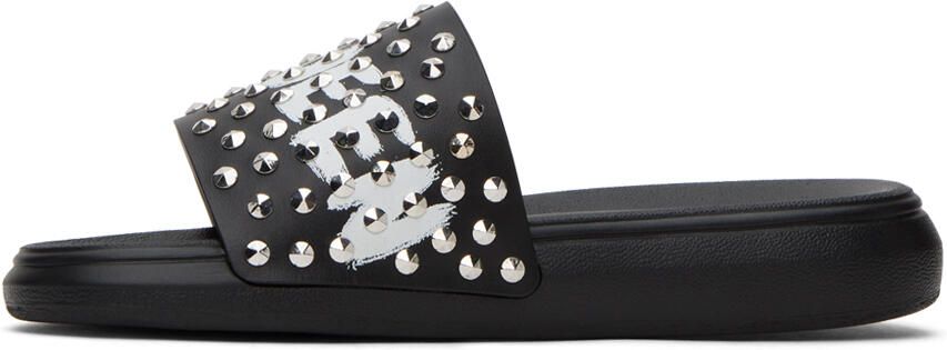 Alexander McQueen Black Graffiti Slides - Picture 3