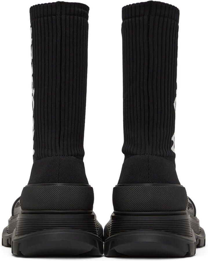 Alexander McQueen Black Knit Graffiti Tread Slick Sneakers - Picture 3