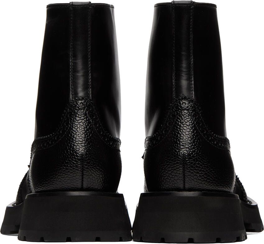 Alexander McQueen Black Leather Lace-Up Boots