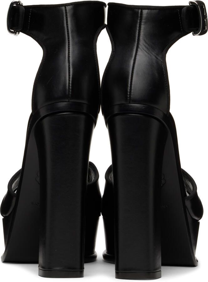 Alexander McQueen Black Leather Platform Heeled Sandals - Picture 3