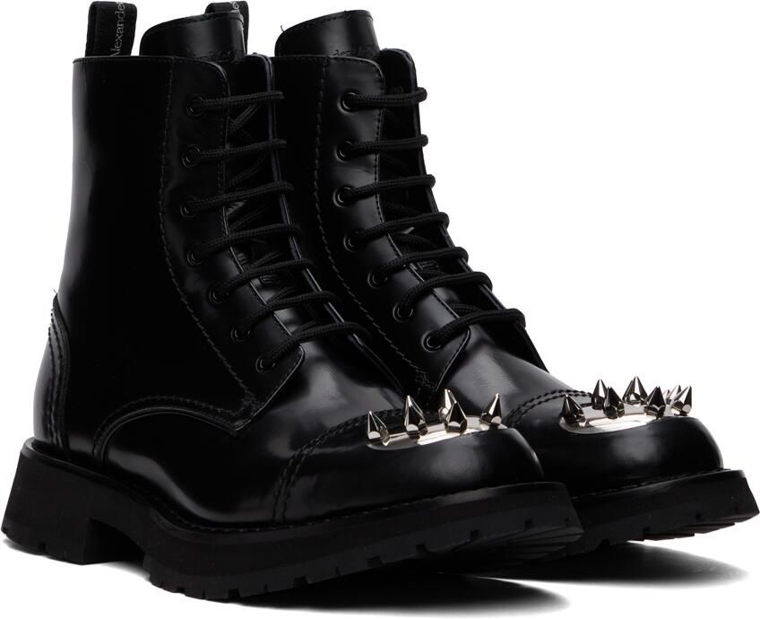 Alexander McQueen Black Punk Stud Lace-Up Boots - Picture 2