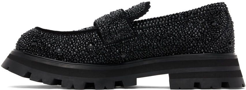 Alexander McQueen Black Rhinestone Loafers - Picture 3