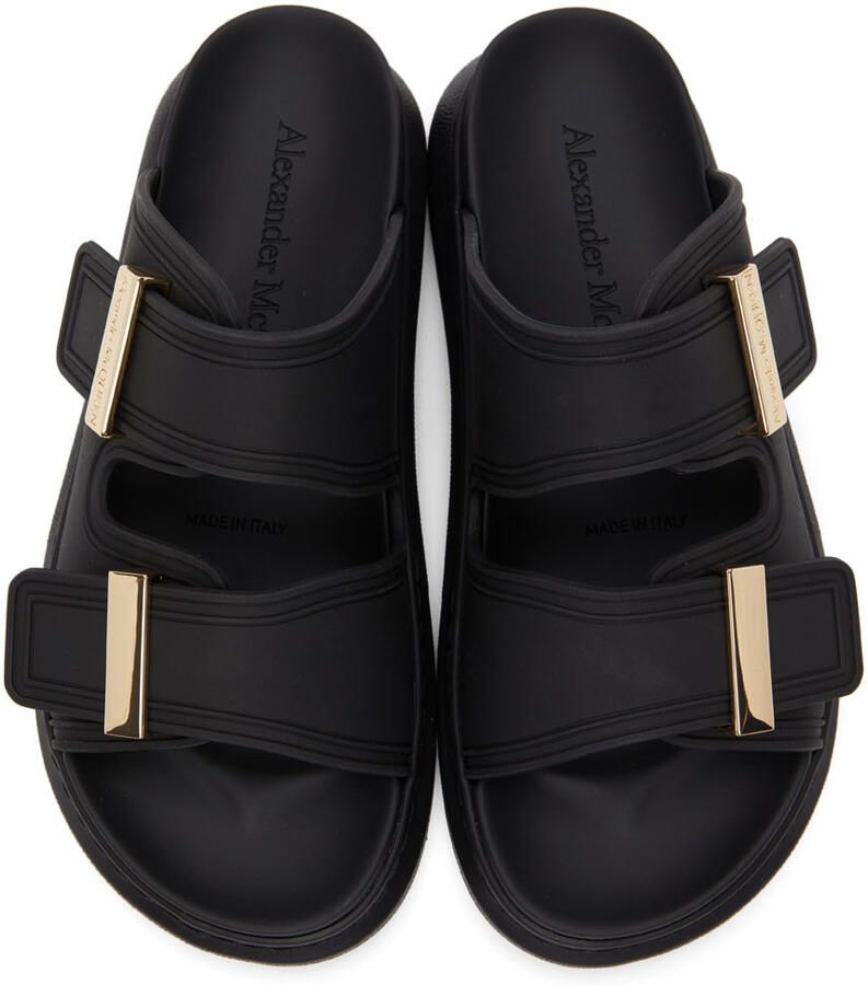 Alexander McQueen Black Rubber Hybrid Slides