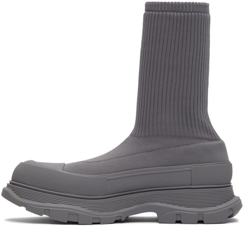 Alexander McQueen Gray Graffiti Tread Slick High-Top Sneakers - Picture 2