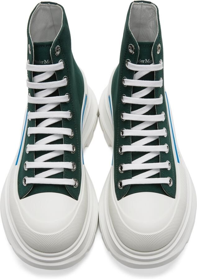 Alexander McQueen Green Tread Slick High Sneakers - Picture 2
