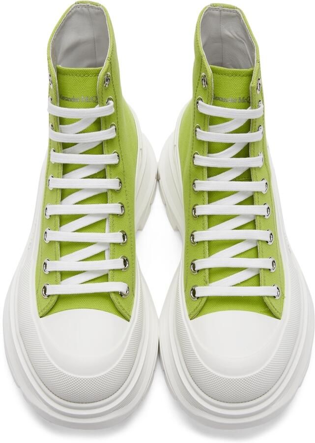 Alexander McQueen Green Tread Slick High Sneakers - Picture 2