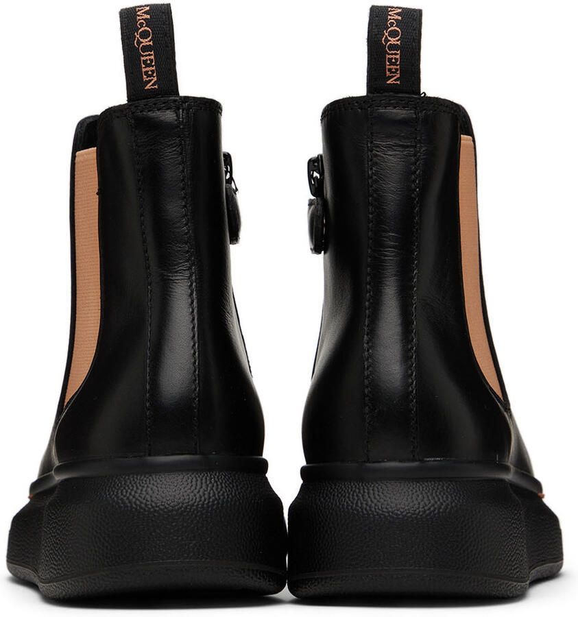 Alexander McQueen Kids Black & Orange Oversized Chelsea Boots