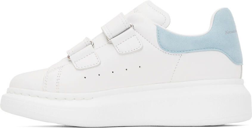 Alexander McQueen Kids White & Blue Oversized Velcro Sneakers - Picture 3