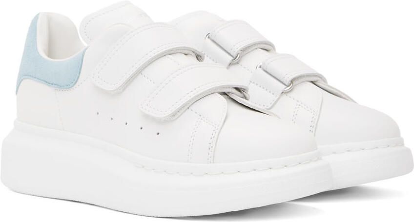 Alexander McQueen Kids White & Blue Oversized Velcro Sneakers - Picture 2