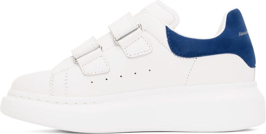 Alexander McQueen Kids White & Blue Oversized Velcro Sneakers - Picture 3