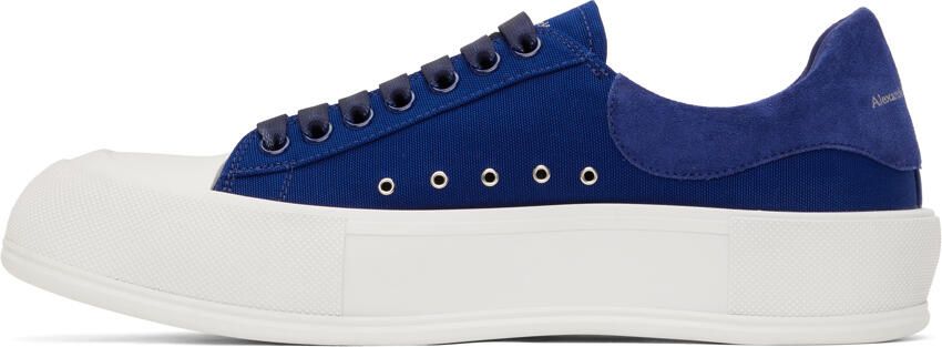 Alexander McQueen Navy Deck Lace-Up Plimsoll Sneakers - Picture 4