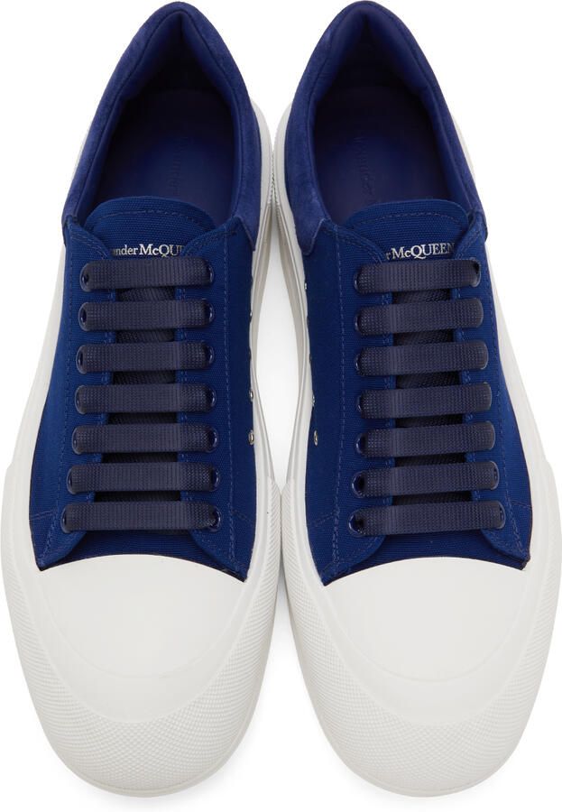 Alexander McQueen Navy Deck Lace-Up Plimsoll Sneakers