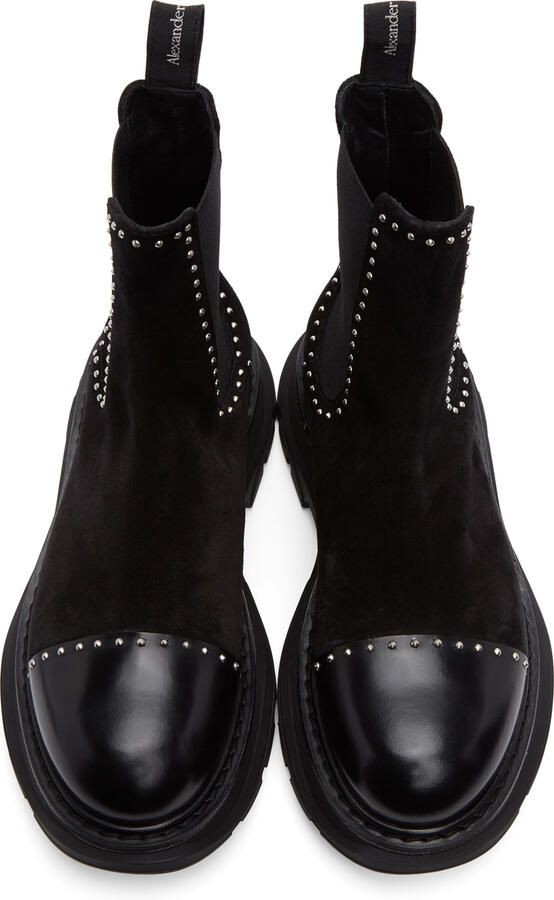 Alexander McQueen SSENSE Exclusive Black & Silver Suede Chelsea Boots - Picture 3