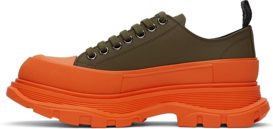 Alexander McQueen SSENSE Exclusive Green & Orange Tread Slick Low Sneakers - Picture 4