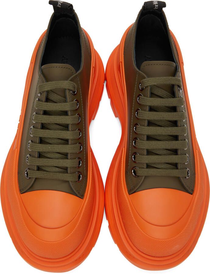 Alexander McQueen SSENSE Exclusive Green & Orange Tread Slick Low Sneakers