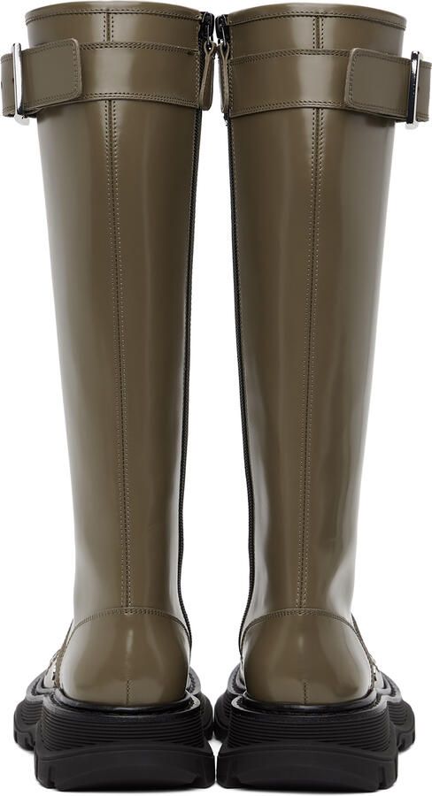 Alexander McQueen Taupe Tread Lace-Up Tall Boots - Picture 3