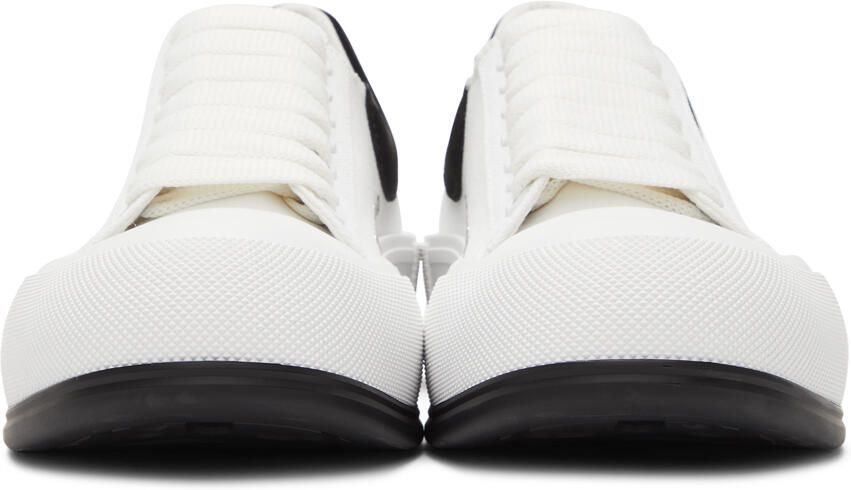 Alexander McQueen White & Black Deck Plimsoll Sneakers - Picture 3
