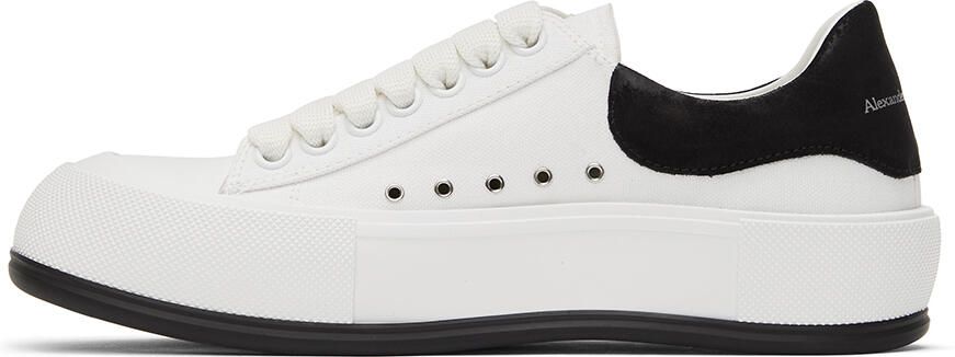 Alexander McQueen White & Black Deck Plimsoll Sneakers - Picture 4