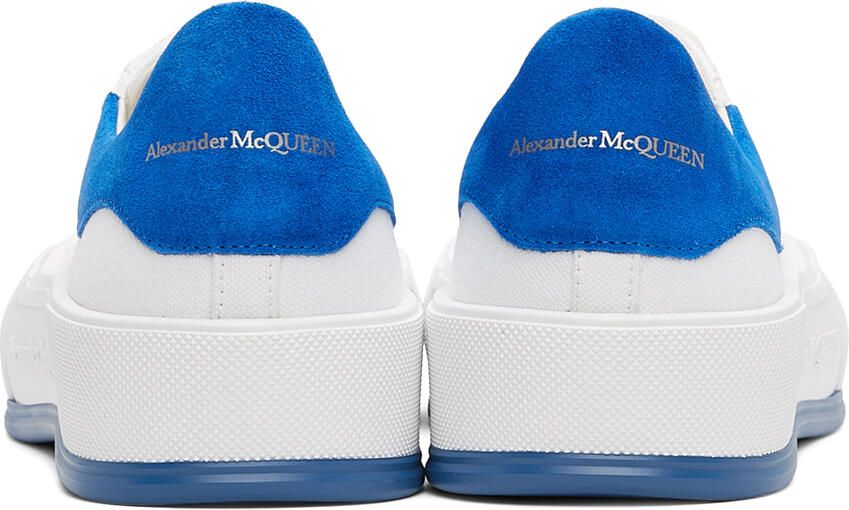 Alexander McQueen White & Blue Deck Plimsoll Sneakers - Picture 2