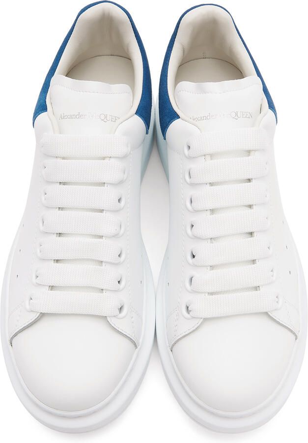 Alexander McQueen White & Blue Oversized Sneakers