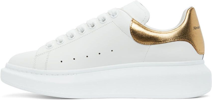 Alexander McQueen White & Gold Oversized Sneakers - Picture 2