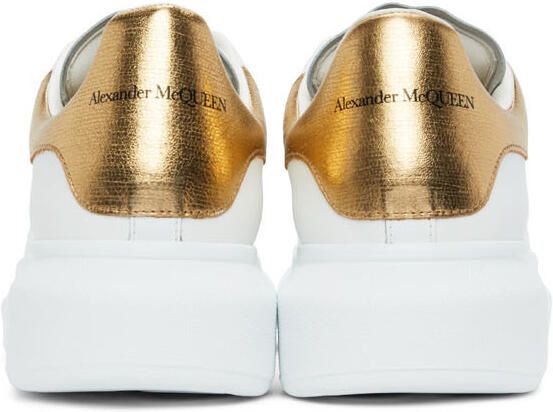 Alexander McQueen White & Gold Oversized Sneakers - Picture 4