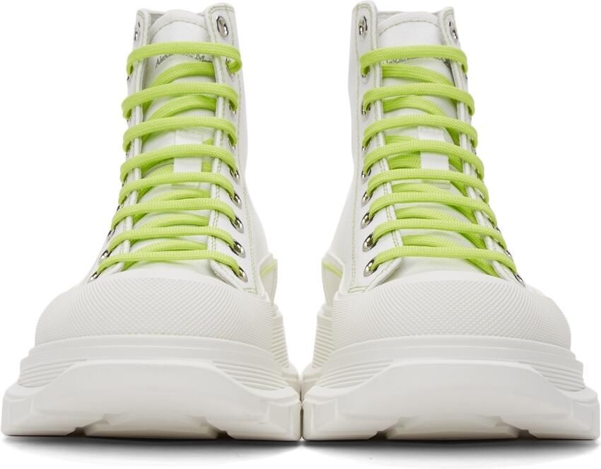 Alexander McQueen White & Green Tread Slick High Sneakers - Picture 2
