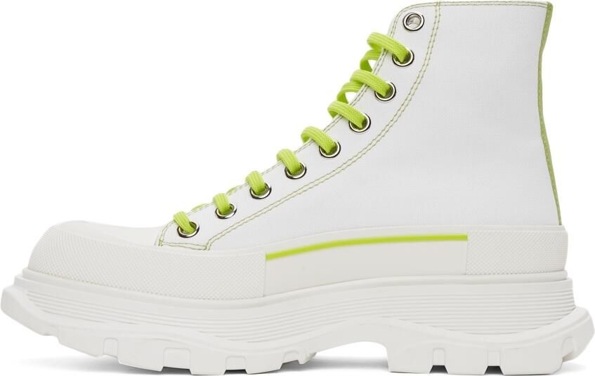Alexander McQueen White & Green Tread Slick High Sneakers - Picture 4