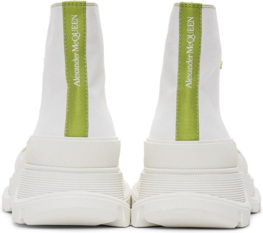 Alexander McQueen White & Green Tread Slick High Sneakers
