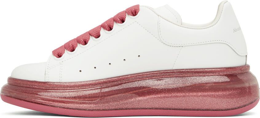 Alexander McQueen White & Pink Glitter Oversized Sneakers - Picture 2