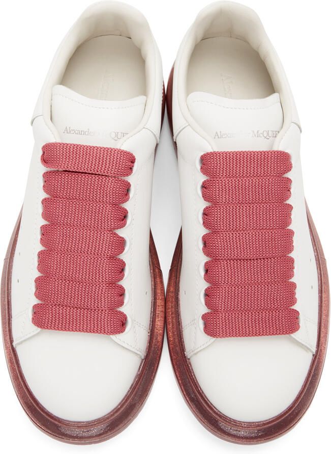 Alexander McQueen White & Pink Glitter Oversized Sneakers