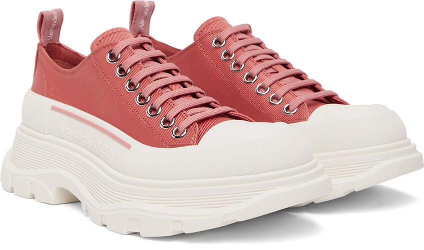 Alexander McQueen White & Pink Tread Slick Sneakers - Picture 2